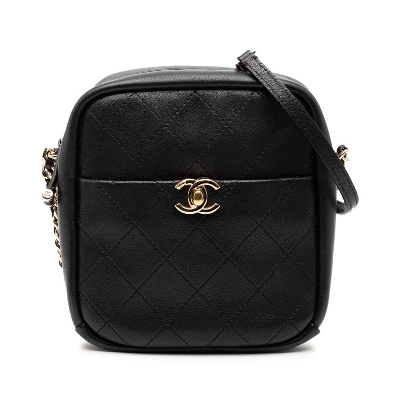 シャネル マトラッセ ココマーク チェーン ショルダーバッグ ブラック レザー レディース CHANEL 【中古】 CHANEL（シャネル） マトラッセ ココマーク チェーン ショルダーバッグ