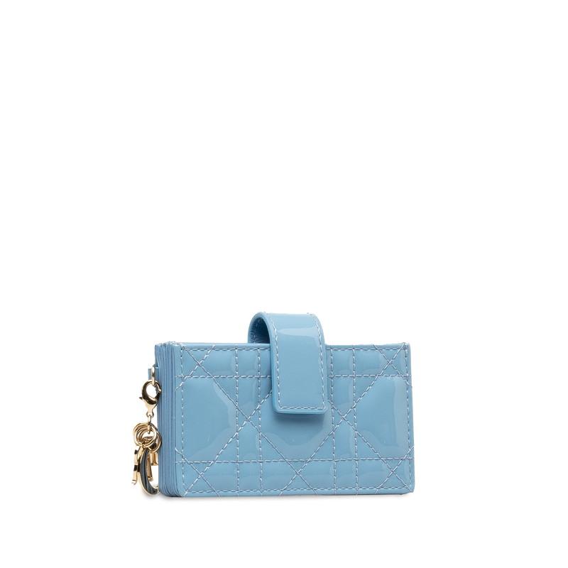 DIOR クリスチャンディオール カナージュケース　ブルー ディオール カナージュ カードケース 名刺入れ ブルー ゴールド