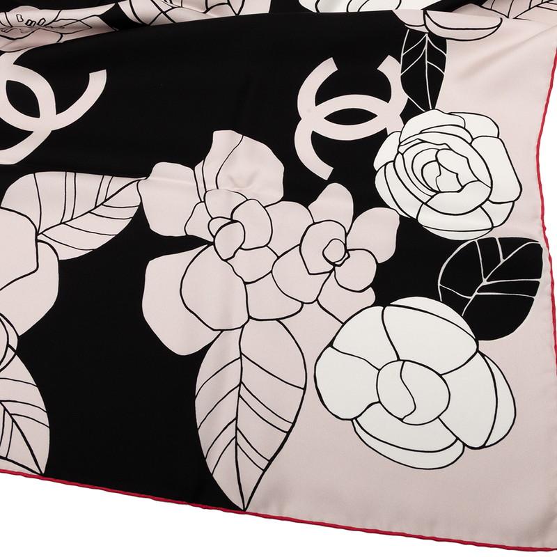 CHANEL（シャネル） ココマーク カメリア スカーフ ピンク ブラック