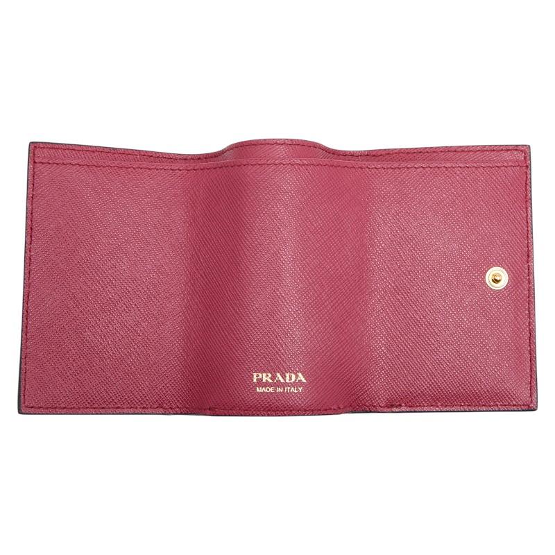PRADA（プラダ） ロゴ 三つ折り財布 1MH021 ブラック サファイアーノ