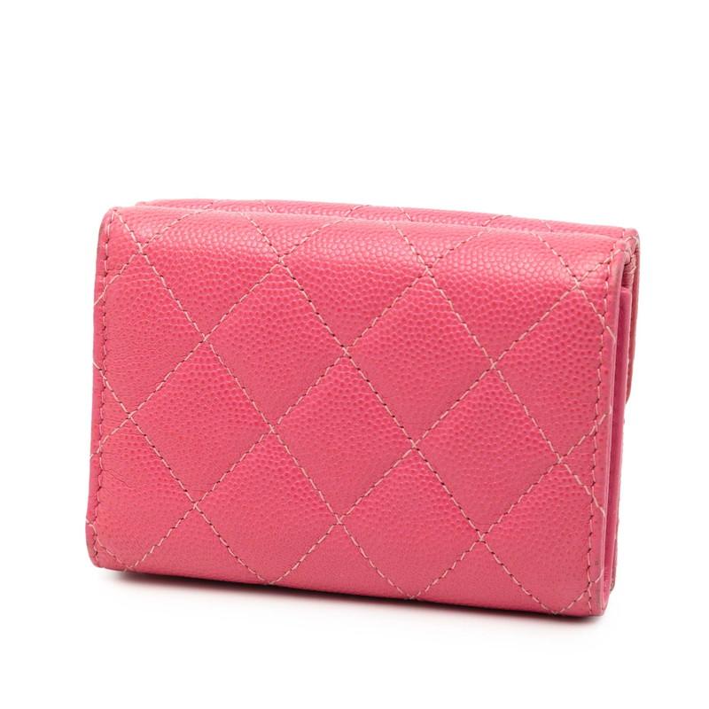 CHANEL（シャネル） マトラッセ ココマーク 三つ折り財布 ピンク
