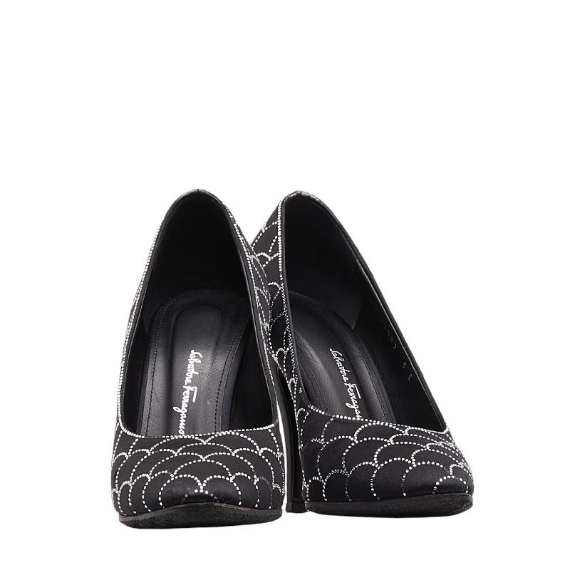 サルヴァトーレフェラガモ パンプス 6 ヒール 733637 ブラック レザー