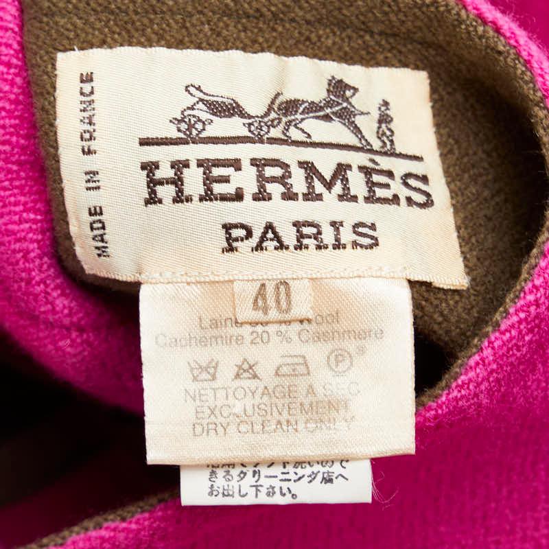 HERMES エルメス ノーカラーコート リバーシブル サイズ：40 カーキ  