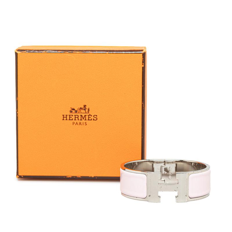 HERMES エルメス クリッククラックH GM バングル シルバー ピンク 