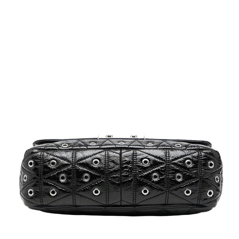 美品】エナメル チェーンショルダーバッグ ブラック 黒 ゴールド