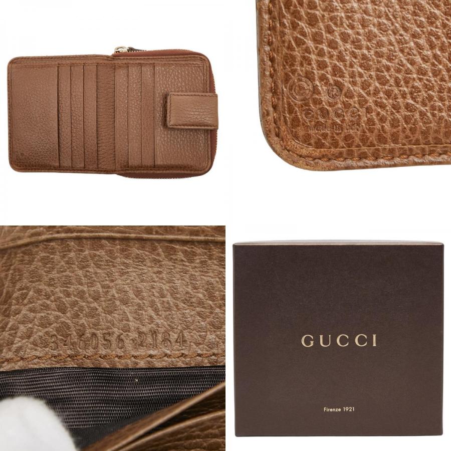 GUCCI グッチ GGキャンバス 二つ折り長財布 ブラウン 茶　レザー GUCCI（グッチ） GGキャンバス ラウンドファスナー 二つ折り財布