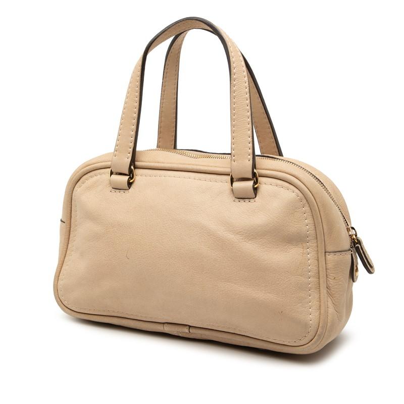 ロエベ アナグラム タッセル ハンドバッグ ベージュ レザー レディース LOEWE 【中古】