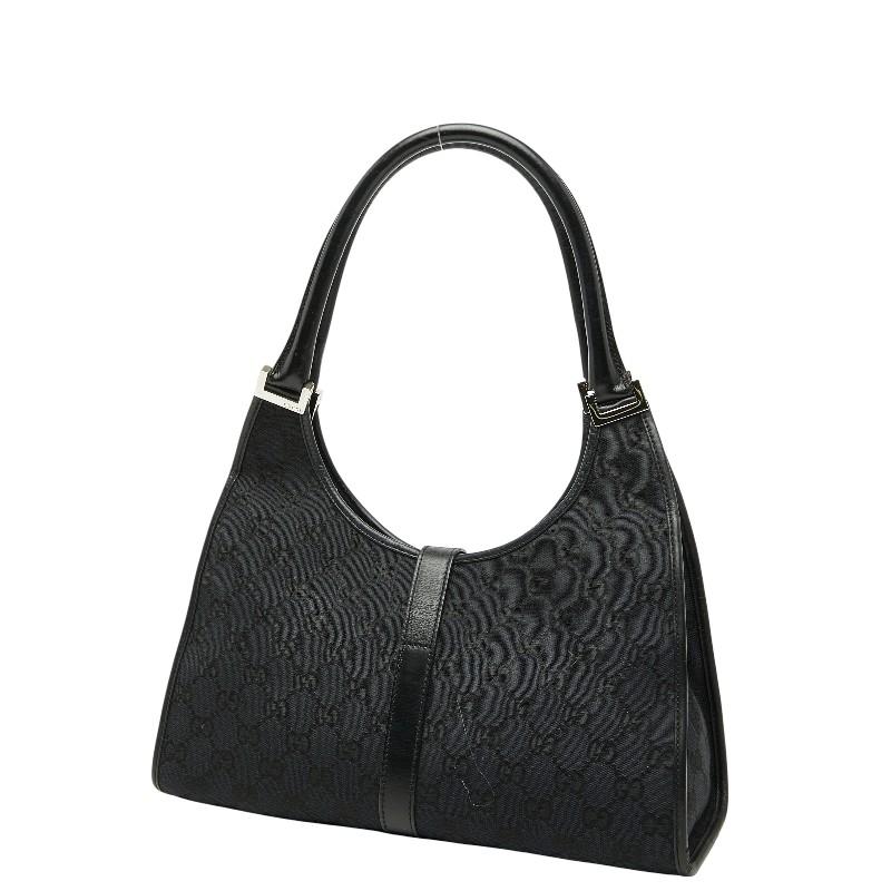 【美品】グッチ　ハンドバッグ　トート　ジャッキー　GGキャンバス　革　ブラック GUCCI（グッチ） GGキャンバス ジャッキー ハンドバッグ ショルダー