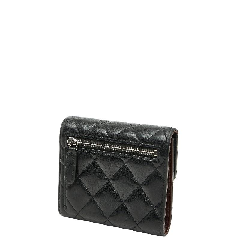 CHANEL（シャネル） ココマーク マトラッセ 三つ折り財布 ブラック