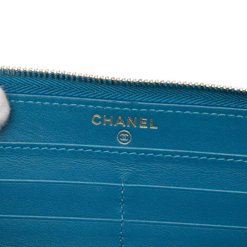 CHANEL マトラッセ ラウンドファスナー 長財布 ブルー ココマーク CHANEL（シャネル） ココマーク マトラッセ ラウンドファスナー 長財布