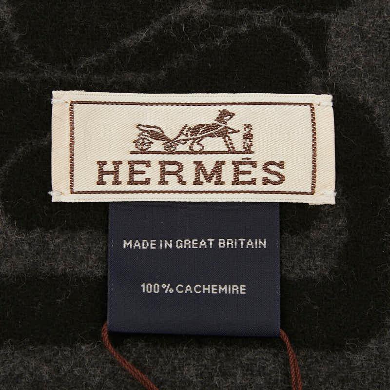 エルメス クリック セ ヌエ マフラー ブラック グレー カシミヤ メンズ HERMES 【中古】_4