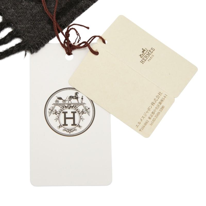 エルメス クリック セ ヌエ マフラー ブラック グレー カシミヤ メンズ HERMES 【中古】_6