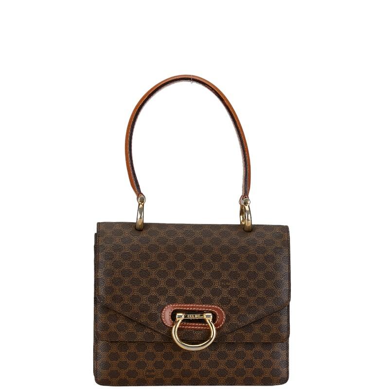 CELINE（セリーヌ） マカダム ハンドバッグ ブラウン PVC レザー 