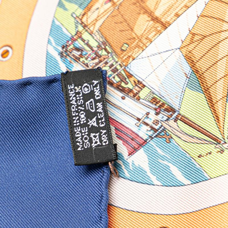 HERMES（エルメス） カレ45 BELLES AMURES 帆の美学 スカーフ ネイビー