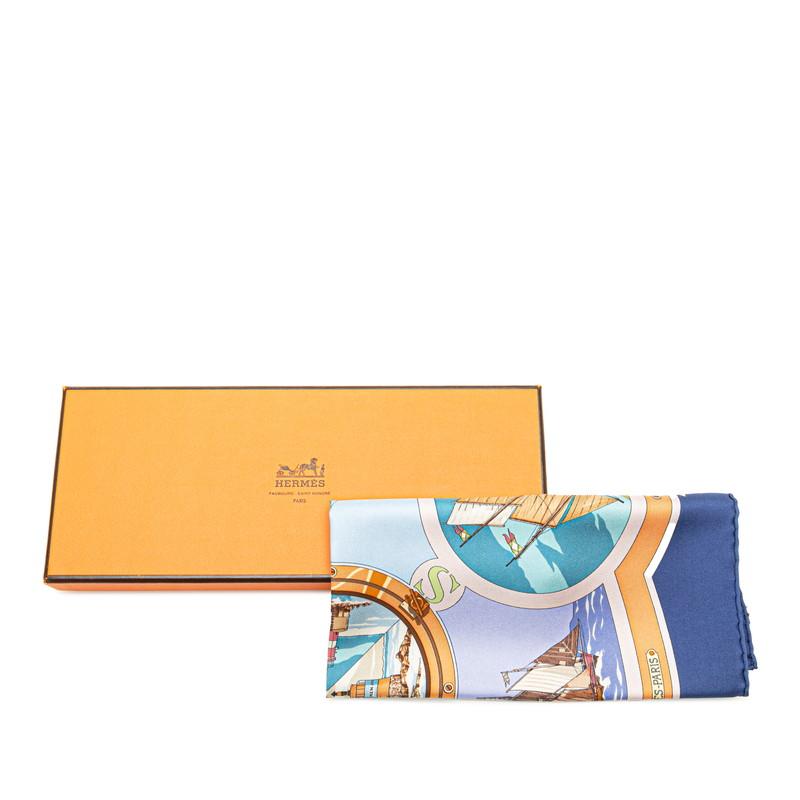 HERMES（エルメス） カレ45 BELLES AMURES 帆の美学 スカーフ ネイビー