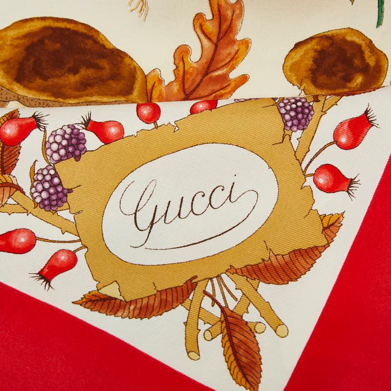 GUCCI（グッチ） V.ACCORNERO ボタニカル スカーフ レッド ホワイト