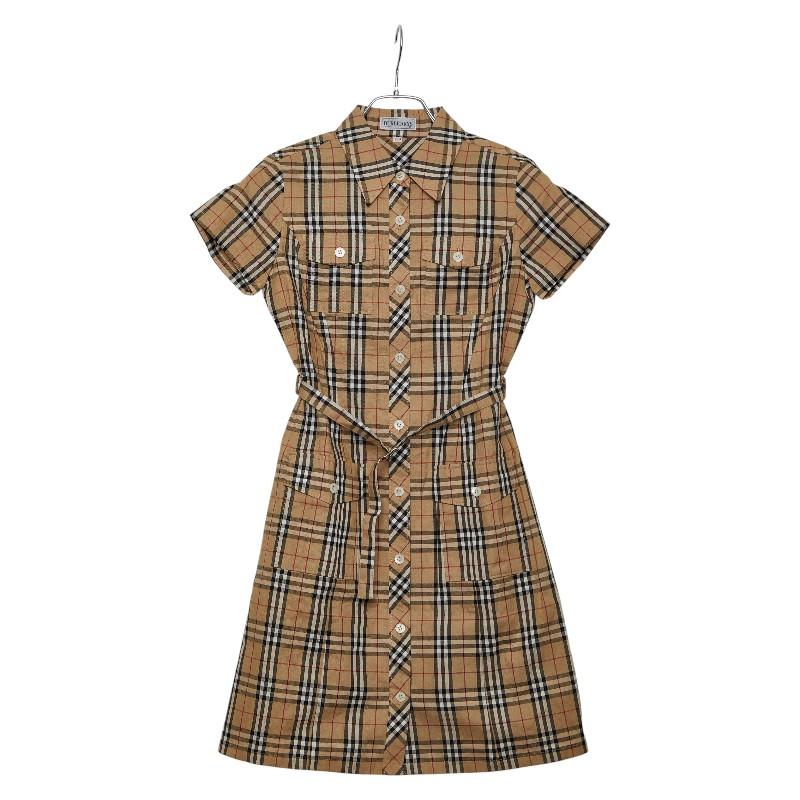 バーバリーロンドン　ノバチェック　シャツワンピース　ベージュ　150 BURBERRY（バーバリー） ノバチェック ウエスタンシャツワンピース
