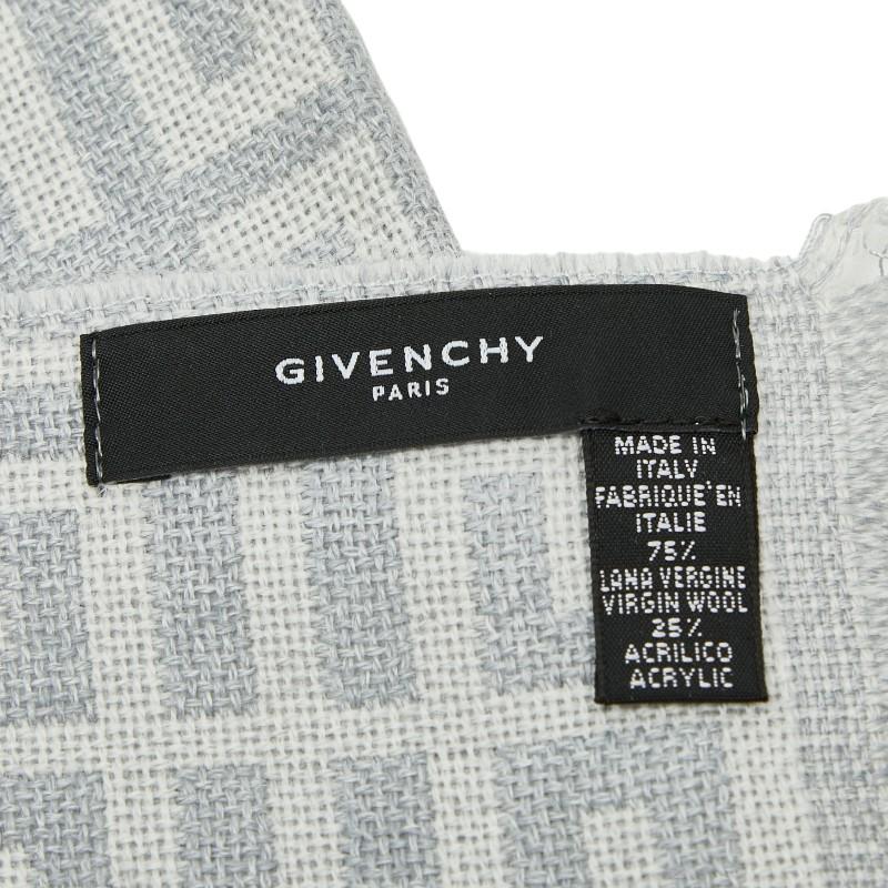 ジバンシー ロゴ マフラー グレー ホワイト ウール アクリル レディース Givenchy 【中古】_2