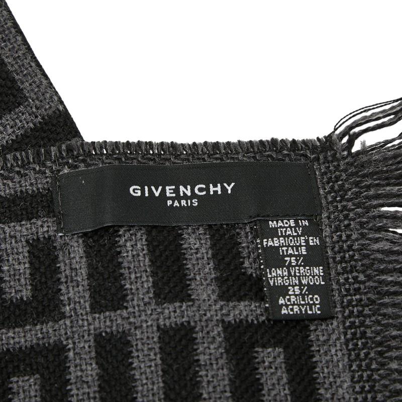 ジバンシー ロゴ マフラー グレー ブラック ウール アクリル レディース Givenchy 【中古】_2