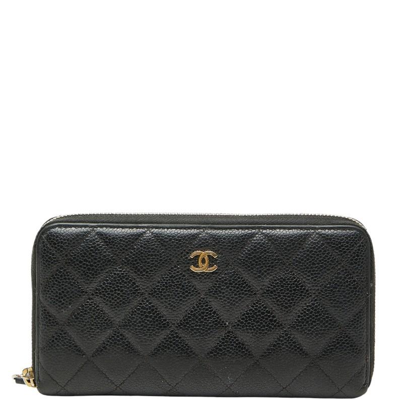 CHANEL シャネル マトラッセ キャビアスキン ココマーク 長財布 CHANEL（シャネル） ココマーク マトラッセ ラウンドファスナー 長財布