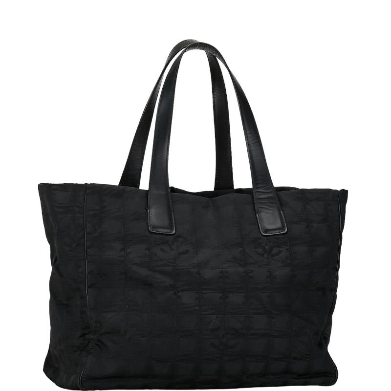 シャネル ニュートラベルライン トートMM トートバッグ A15991　 ブラック ナイロン レザー レディース CHANEL 【中古】の画像