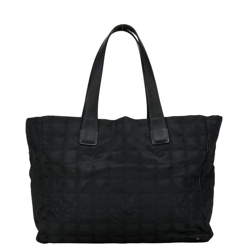 シャネル ニュートラベルライン トートMM トートバッグ A15991　 ブラック ナイロン レザー レディース CHANEL 【中古】の画像
