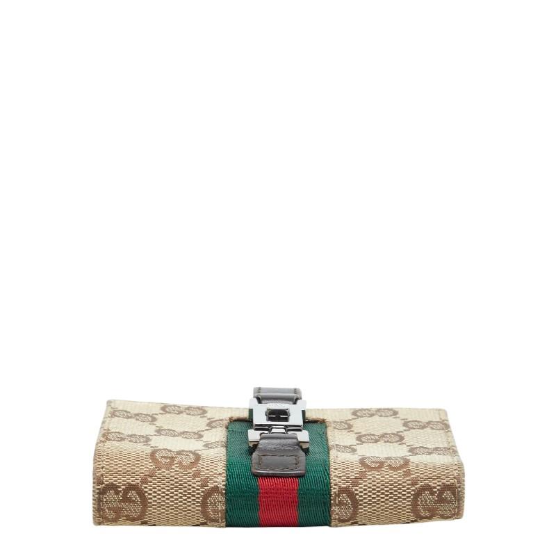 GUCCI GGキャンバス 二つ折り　財布　グッチ　ジャッキー　シェリー　レザー 04 美品 GUCCI グッチ 二つ折り財布 ジャッキー シェリーライン GG