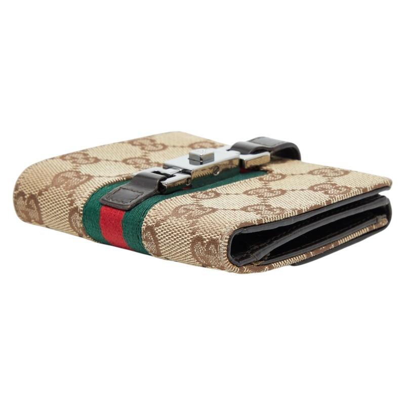 美品 希少カラー グッチ 折り財布 ジャッキー GGキャンバス GG柄 緑 変わらない安心感】 GUCCI 二つ折り財布 ジャッキー GGキャンバス
