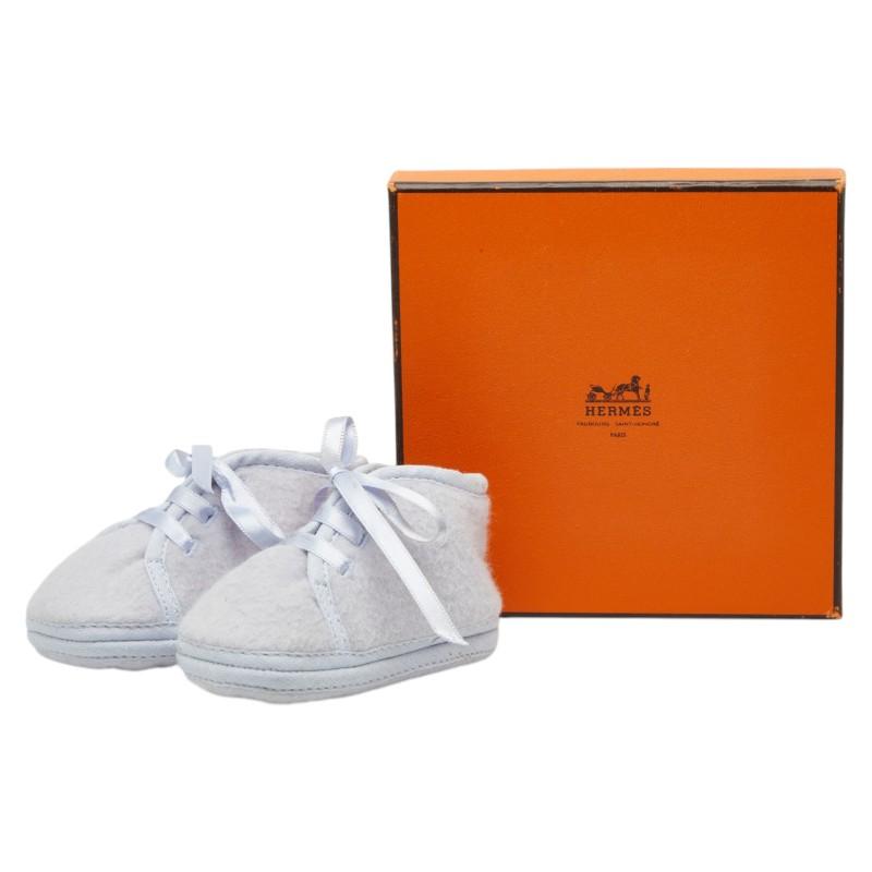 エルメス ベビーシューズ  ファーストシューズ グレー ライトブルー ウール アンゴラ レディース HERMES 【中古】の画像