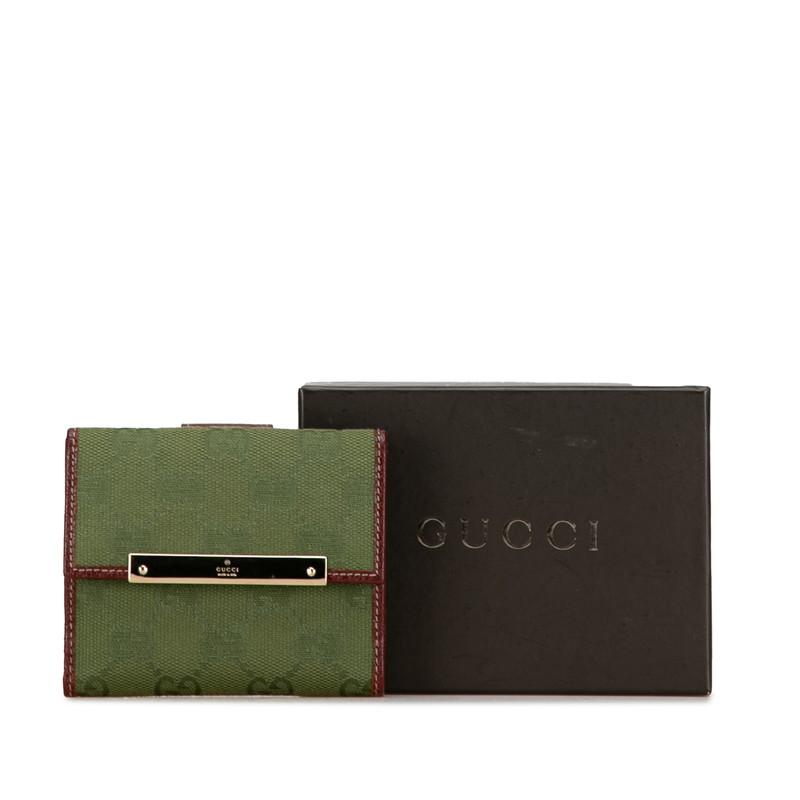 GUCCI（グッチ） GGキャンバス 二つ折り財布 112716 グリーン ブラウン