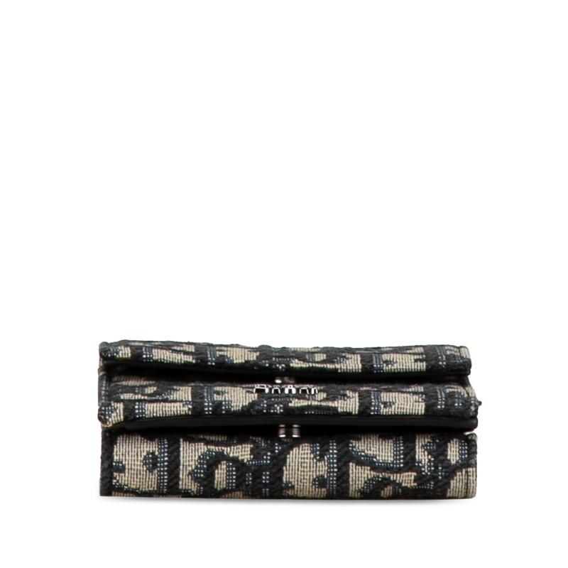 ディオール オブリーク 三つ折り財布 ネイビー ベージュ キャンバス