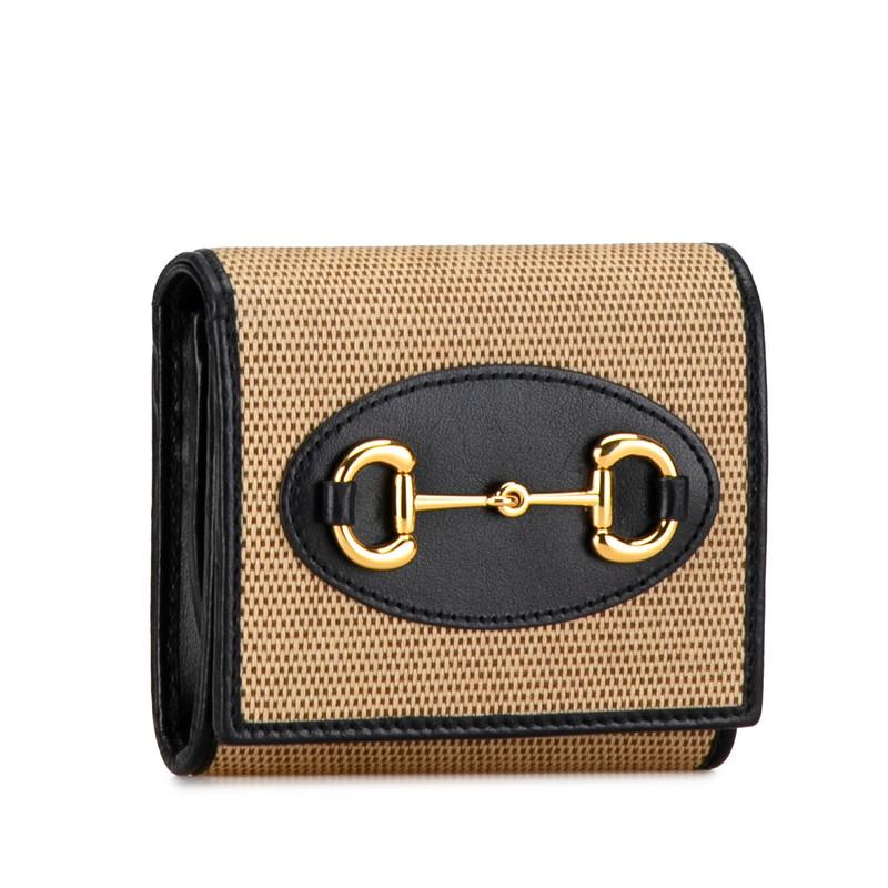 新品同様 グッチ ホースビット 621891  キャンバス/レザー ベージュ 二つ折り財布 0394【中古】GUCCI GUCCI（グッチ） ホースビット 1955 二つ折り財布 ミニウォレット