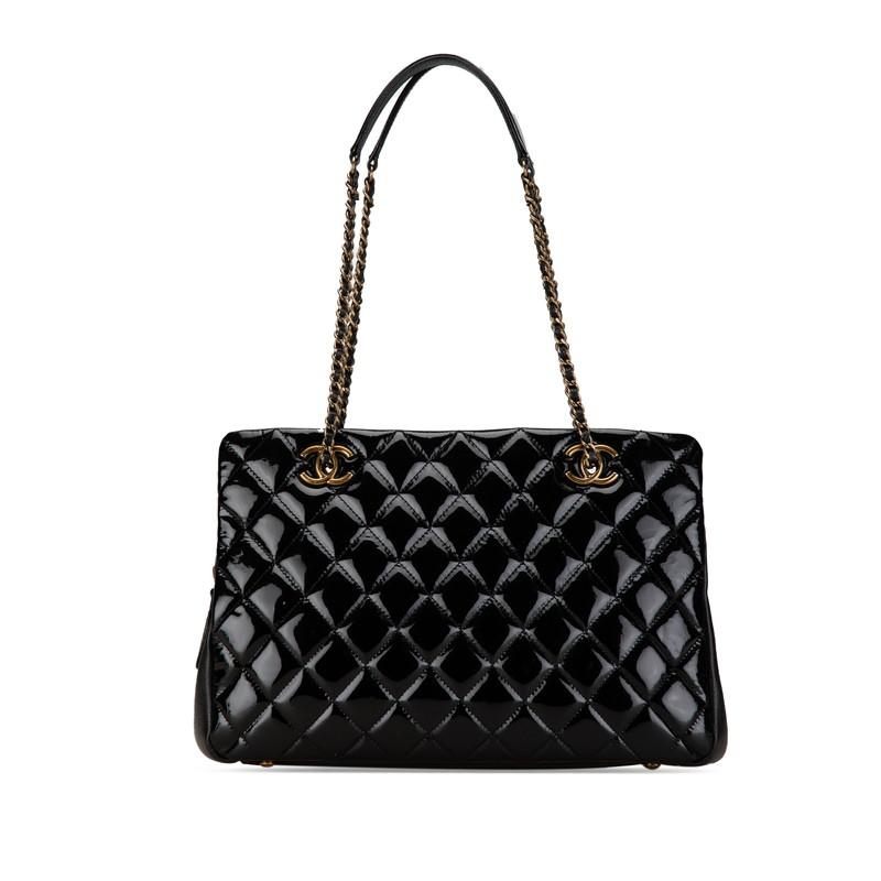 シャネル ココマーク マトラッセ チェーントートバッグ ブラック CHANEL（シャネル） マトラッセ ココマーク チェーン トートバッグ