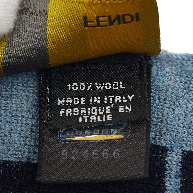 FENDI（フェンディ） ズッカ FFロゴ マフラー ネイビー系 ウール