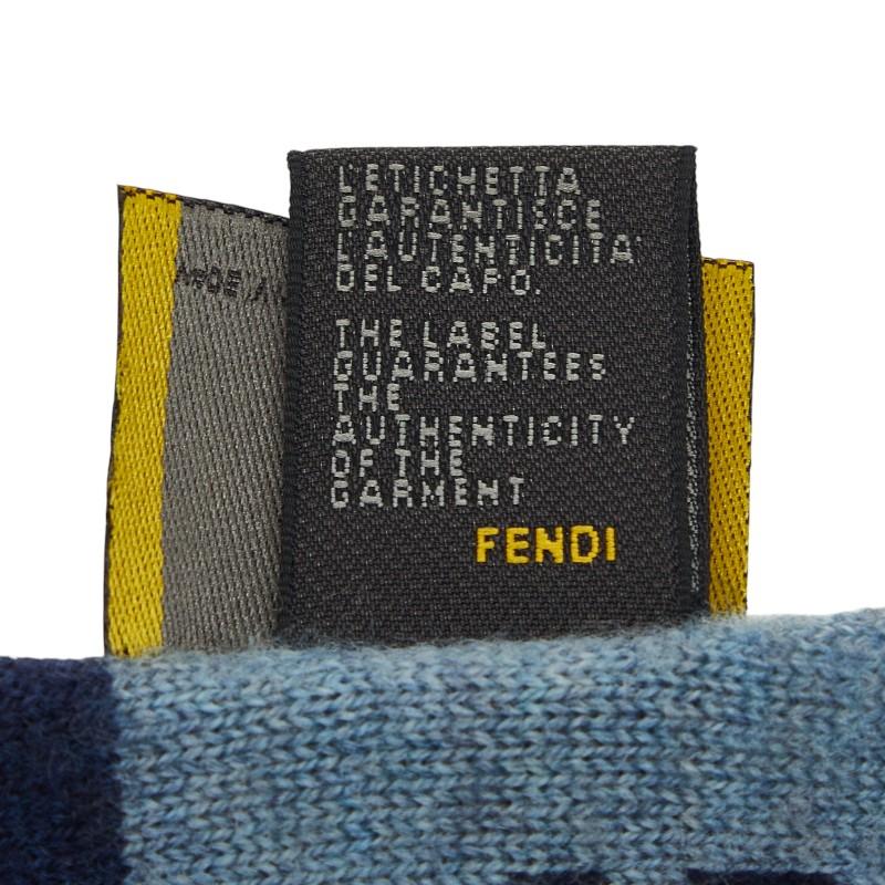 【美品】FENDI FFロゴ マフラー FENDI（フェンディ） ズッカ FFロゴ マフラー ネイビー系 ウール