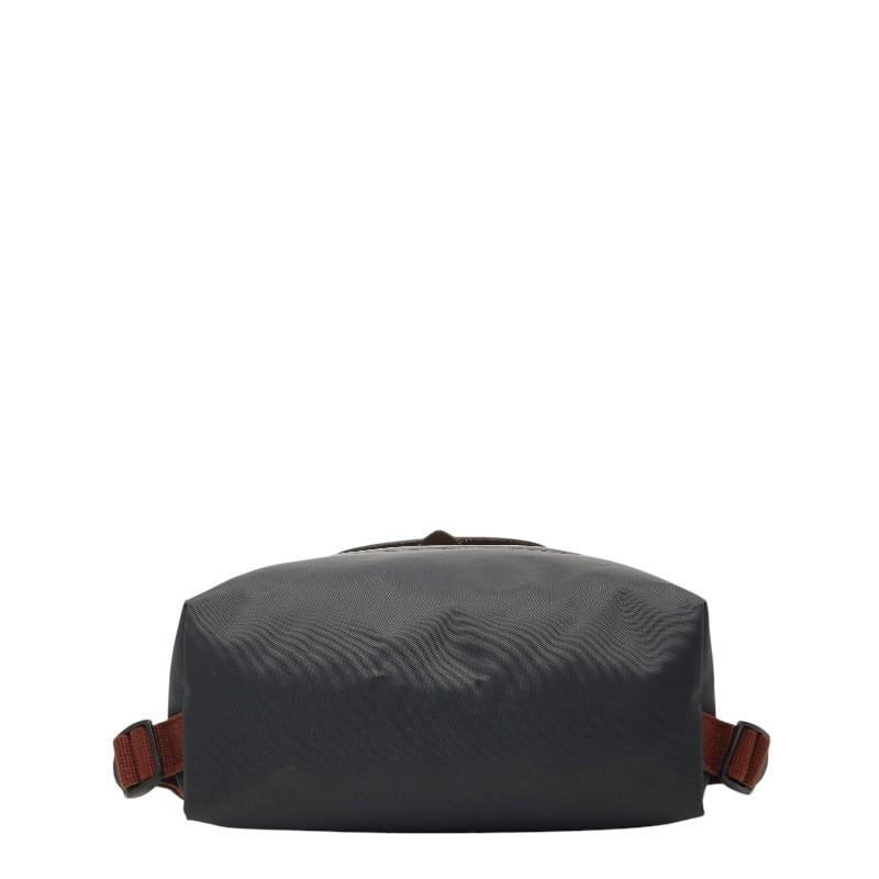 ロンシャン ル プリアージュ リュック バックパック グレー ブラウン ナイロン レザー ポリアミドキャンバス Longchamp 【中古】