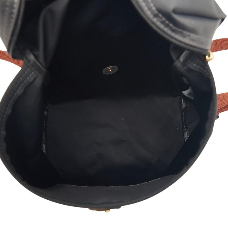 ロンシャン ル プリアージュ リュック バックパック グレー ブラウン ナイロン レザー ポリアミドキャンバス Longchamp 【中古】