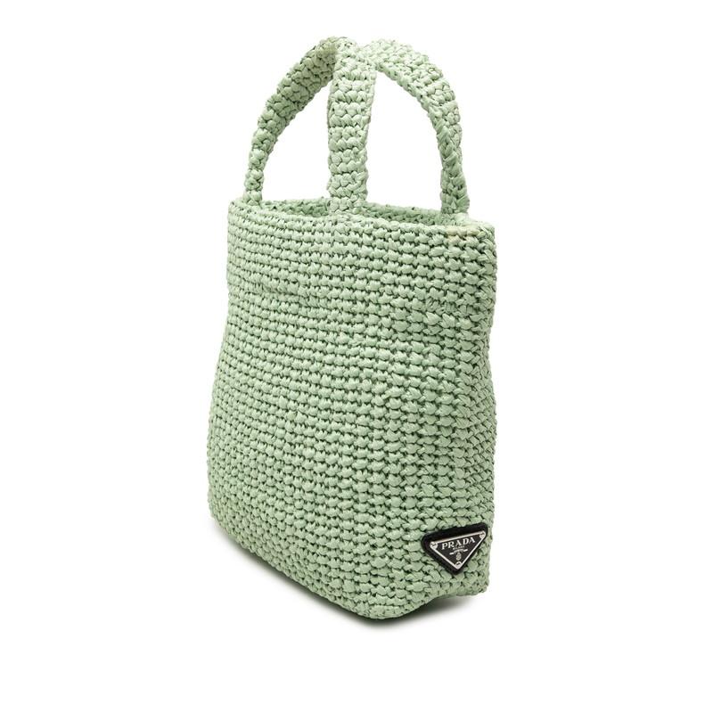 【新品】 PRADA プラダ スモール クロシェバッグ トライアングル ラフィア PRADA（プラダ） トライアングルロゴ スモール クロシェ ハンドバッグ