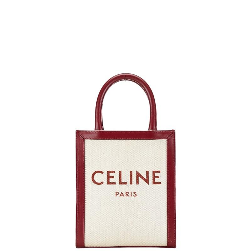 CELINE サークルロゴトートバッグ　ミニハンドバック　ポーチ　セリーヌ CELINE セリーヌ ロゴサークルモチーフ サテン×レザー ワン