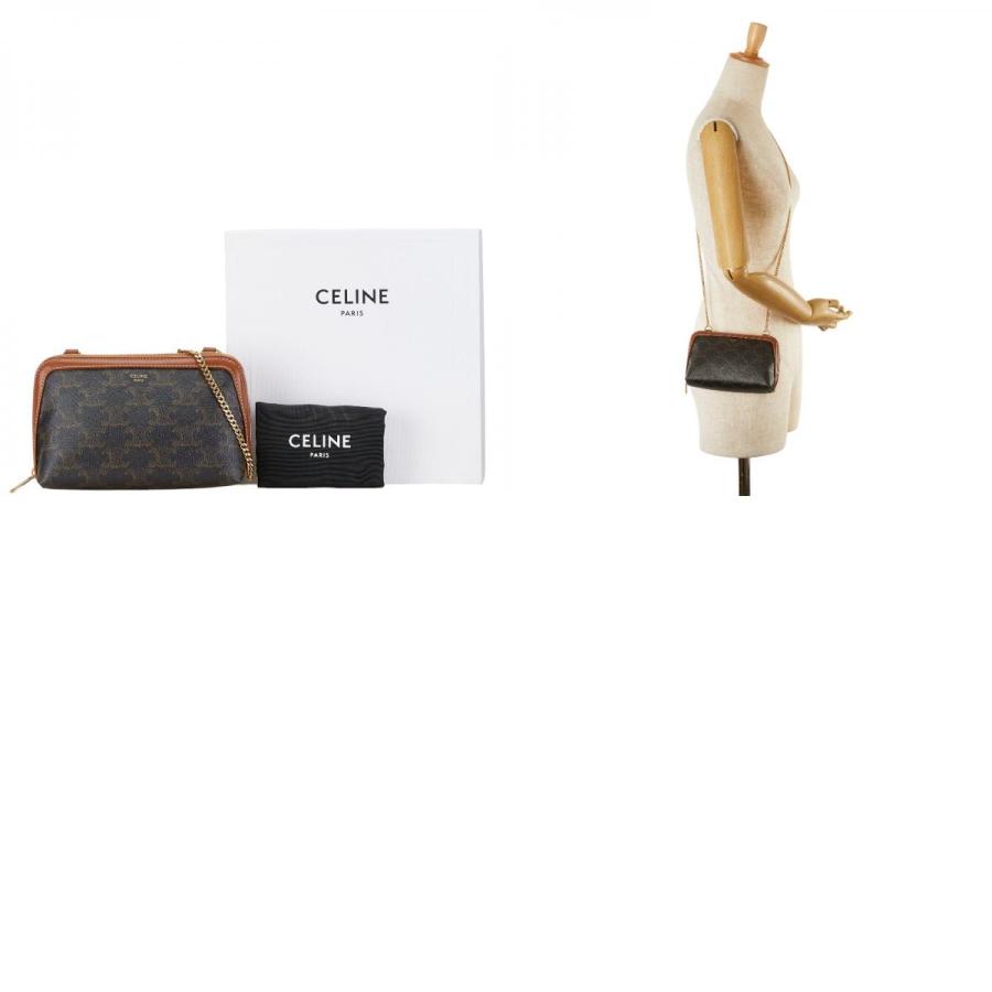 セリーヌ トリオンフ ショルダーバッグ PVC レディース CELINE 【1-0234484】 トリオンフ ワンショルダーバッグ PVC レザー ブラック ブラウン