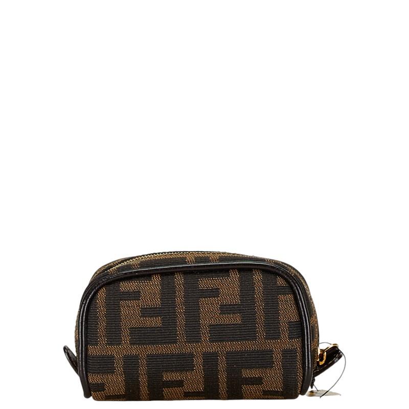 FENDI フェンディ ズッカ ポーチ 26577 ブラウン キャンバス レザー 