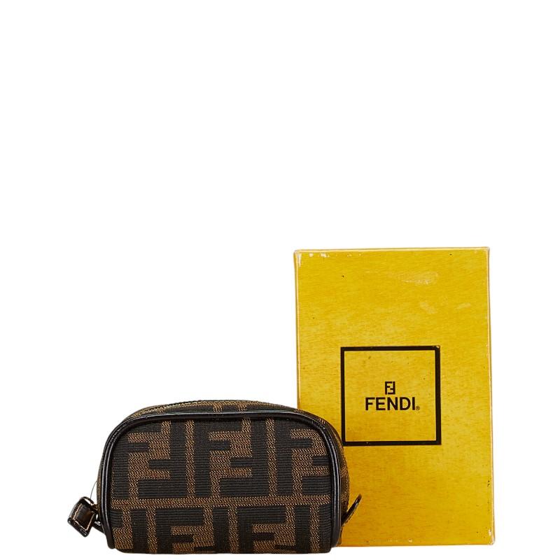 FENDI フェンディ ズッカ ポーチ 26577 ブラウン キャンバス レザー 
