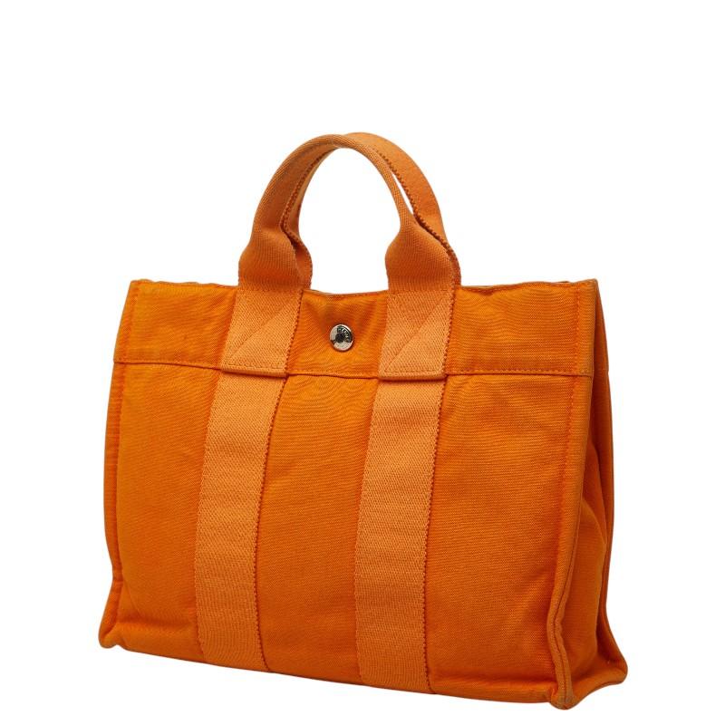 エルメス ニューフールトゥ PM オレンジ キャンバス トートバッグ PX-A HERMES（エルメス） フールトゥ トートPM ハンドバッグ オレンジ