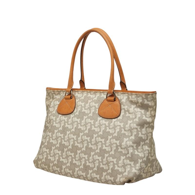 【希少】セリーヌ　ハンドバッグ　ボストン　キャンバス　ひまわり　レザー CELINE（セリーヌ） 馬車柄 ハンドバッグ グレー ホワイト PVC レザー