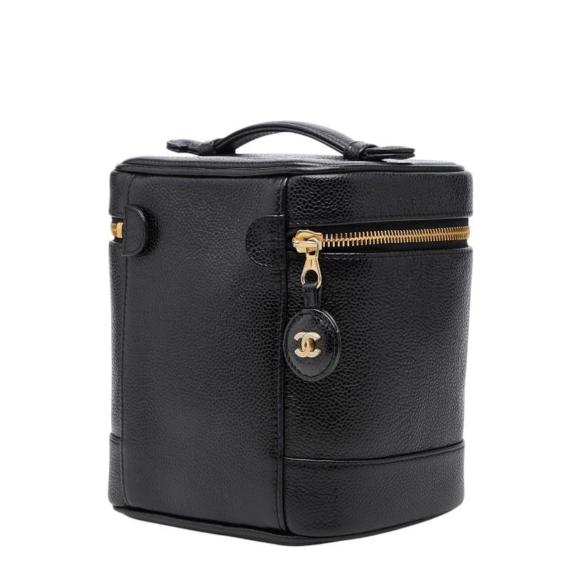 シャネル ココマーク バニティバッグ ハンドバッグ A01998 ブラック キャビアスキン レディース CHANEL 【中古】の画像