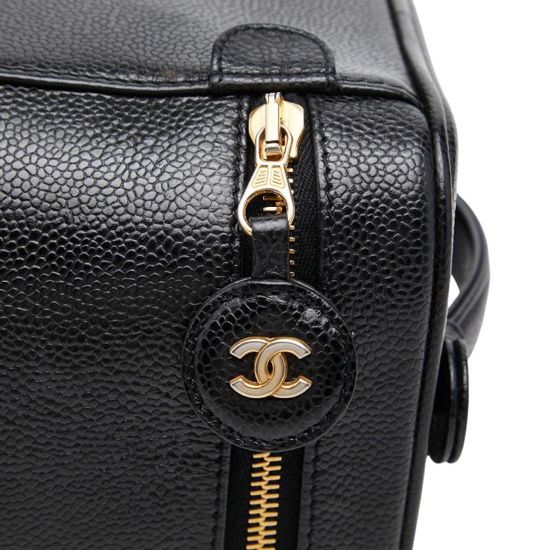 シャネル ココマーク バニティバッグ ハンドバッグ A01998 ブラック キャビアスキン レディース CHANEL 【中古】の画像