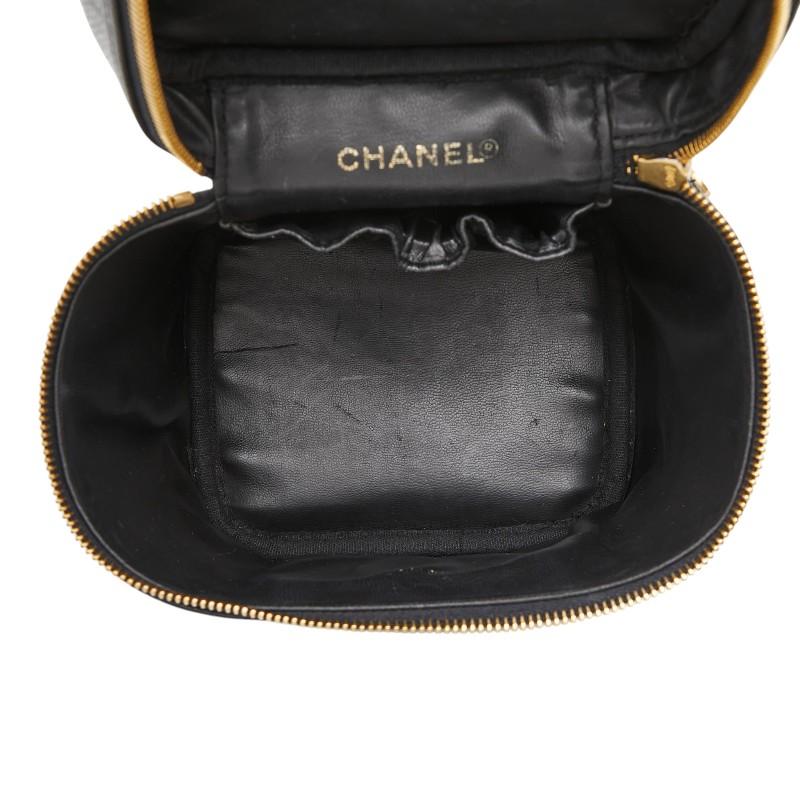 シャネル ココマーク バニティバッグ ハンドバッグ A01998 ブラック キャビアスキン レディース CHANEL 【中古】の画像