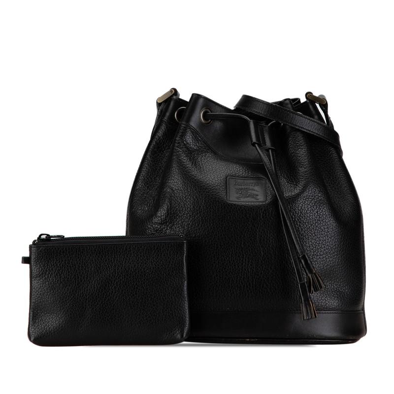 BURBERRY　ショルダーバッグ　巾着　レザー　ノバチェック　シャドーホース BURBERRY ショルダーバッグ巾着ノバチェックシャドーホース