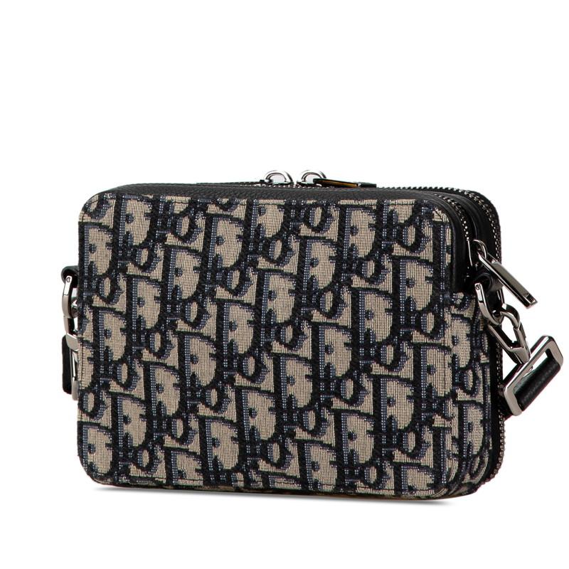 ディオール × ケニーシャーフ オブリーク 斜め掛け ショルダーバッグ  ベージュ ネイビー ジャガード Dior × Kenny Scharf【中古】 ディオール × ケニーシャーフ オブリーク 斜め掛け ショルダーバッグ
