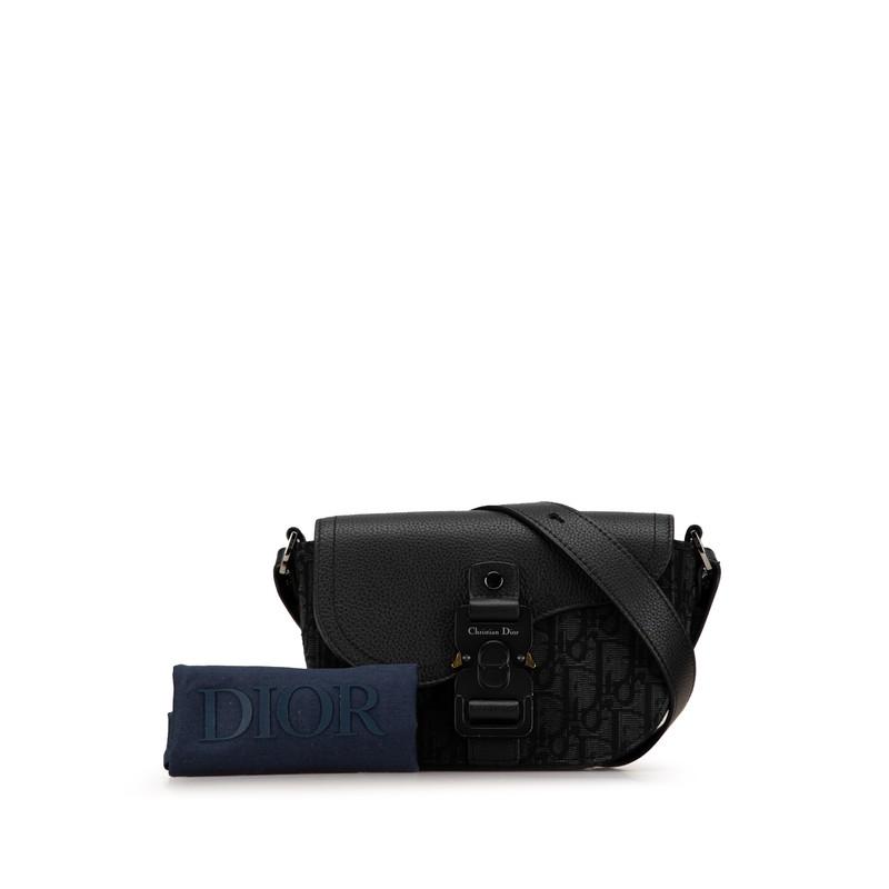 ディオール トロッター サドル 斜め掛け ショルダーバッグ 2ADCA435YKS ブラック キャンバス レザー レディース Dior 【中古】 ディオール トロッター サドル 斜め掛け ショルダーバッグ 2ADCA435YKS